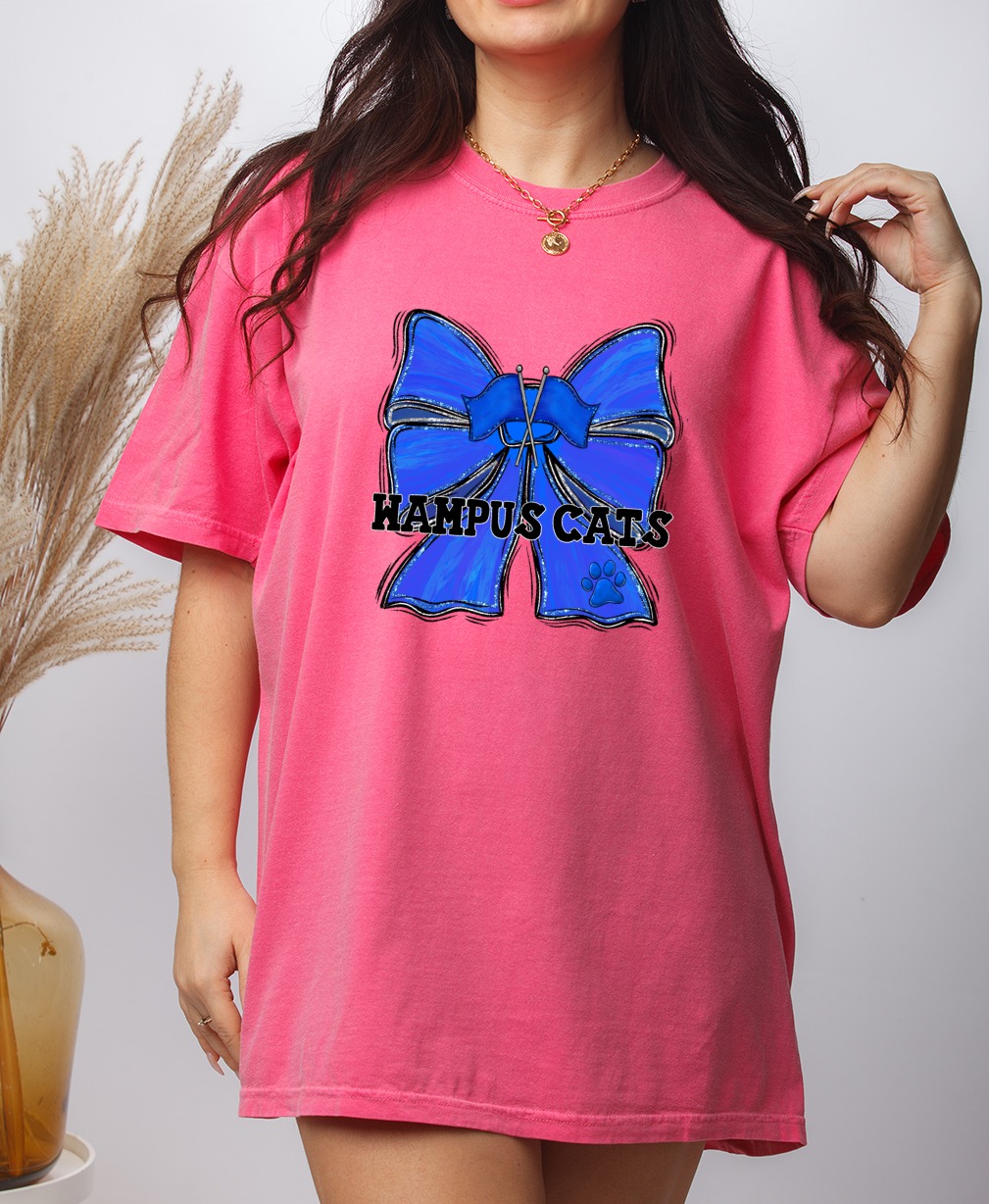 Wampus Cats Digital Download, Blue Glitter Cheer Bow PNG, School Spirit Mascot Design, Sublimation DTF Print File, Paw Print Flags - Image 9