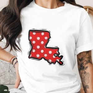Louisiana Polka Dot Outline png, Distressed Red State Map, Digital Download, dtf Sublimation png, Hand Drawn Grunge Art, Southern usa