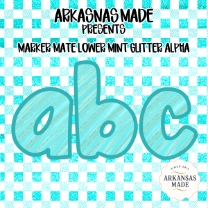 Digital Download Sublimation DTF Alpha PNGs, Marker Mate Lower Mint Glitter Alphabet Letters, Mint Green Gold Font File