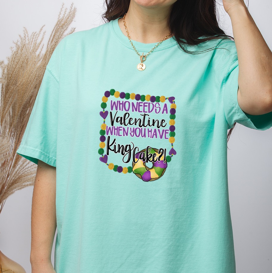 Mardi Gras King Cake Funny PNG, Anti Valentine's Day Sublimation, Fat Tuesday Digital Download DTF Design, Festive Graphic Art - Image 4
