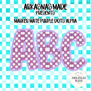 Marker Mate Purple Dots Alpha Digital Download, Sublimation DTF PNGs, Polka Dot Alphabet Letters, Teal Gingham Plaid, ABC