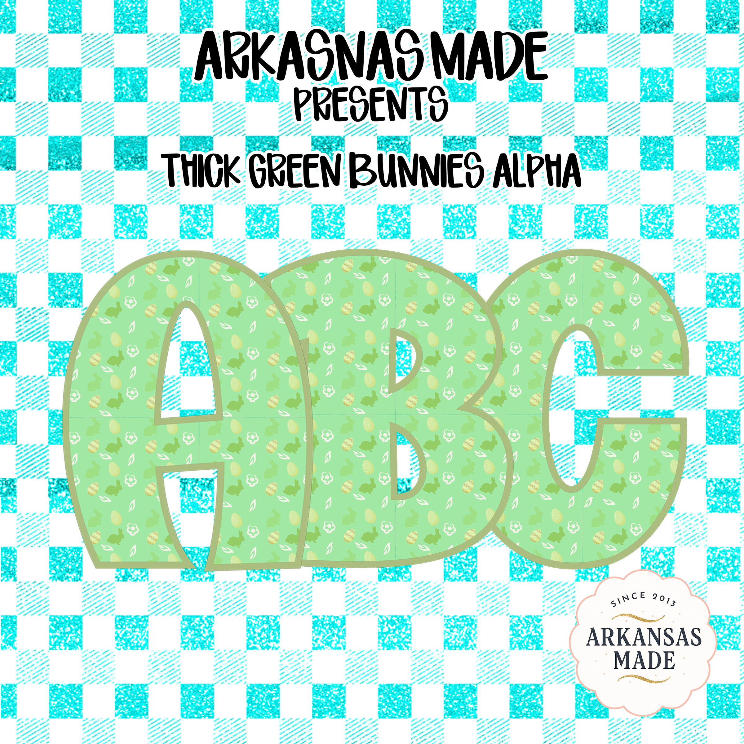 Thick Green Bunnies Alpha PNGs, Digital Download Sublimation DTF, Easter Bunny Alphabet, Spring Egg Letters, Monogram Font