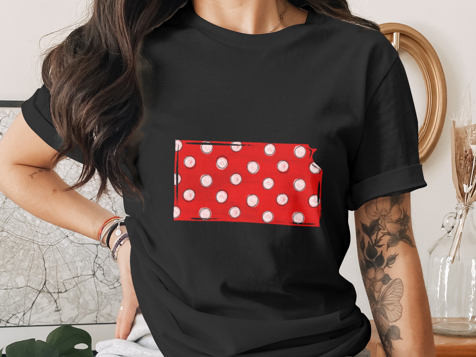 Kansas Polka Dot State Outline PNG, Distressed Red White Design, Digital Download, DTF Sublimation Ready, State Map Art, Midwest Home Decor - Image 2