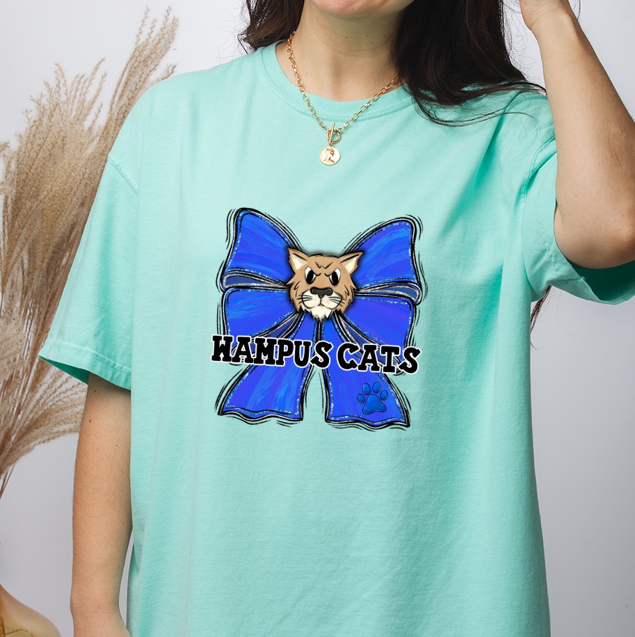 Wampus Cats DTF PNG, Digital Download, Sublimation Design, Blue Glitter Bow, Fierce Cat Mascot, Paw Print, School Spirit, Game Day Graphic - Image 4