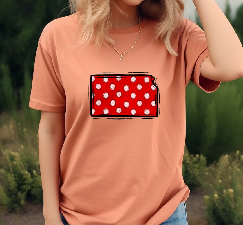 Kansas Polka Dot State Outline PNG, Distressed Red White Design, Digital Download, DTF Sublimation Ready, State Map Art, Midwest Home Decor - Image 5