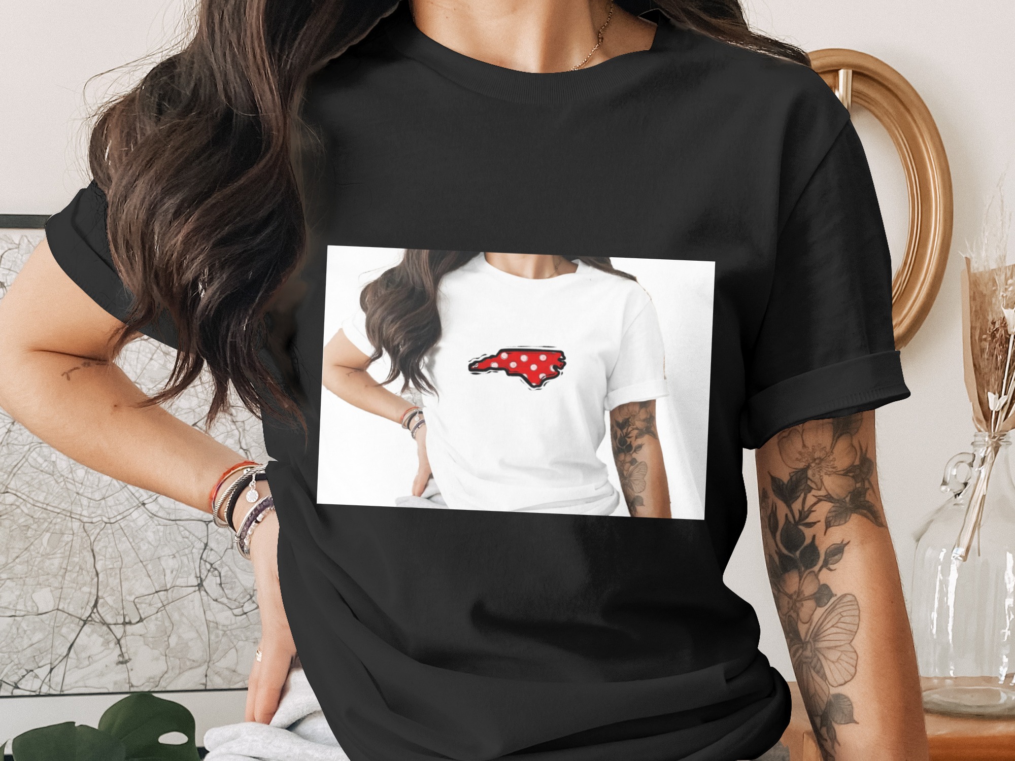 North Carolina Map Polka Dot Digital Download PNG, NC State Sublimation Design, Red Distressed DTF Transfer File, Instant Download Artwork - Image 2