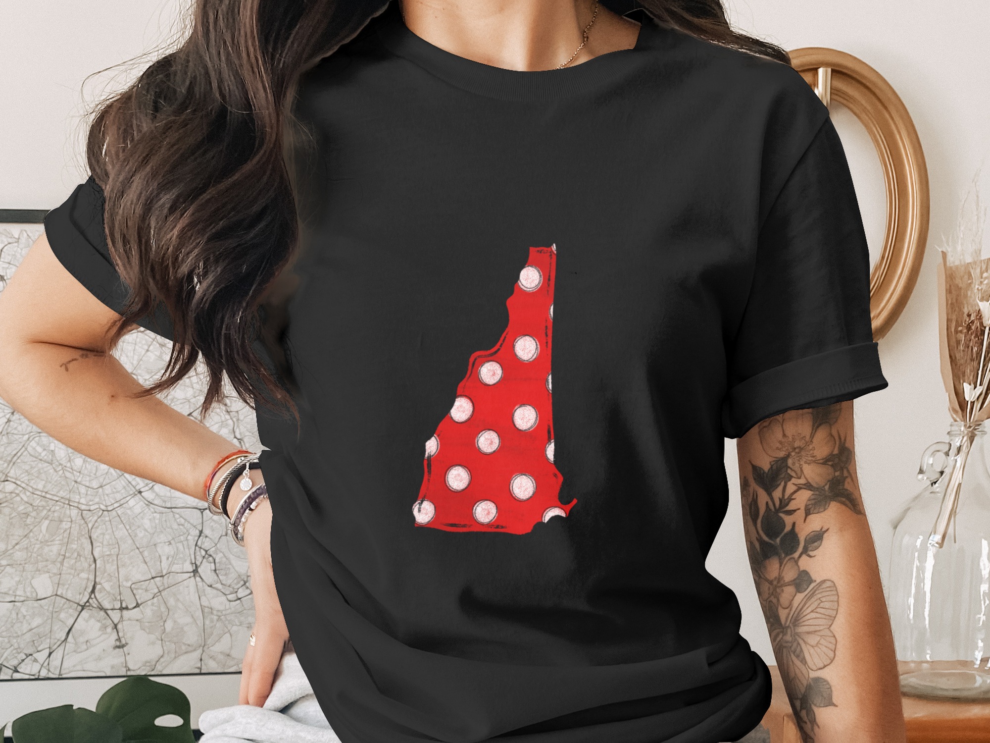 New Hampshire Polka Dot PNG, Red Polka Dot State Outline Digital Download, NH DTF Sublimation Graphic, Crafting Print File Instant Download - Image 2
