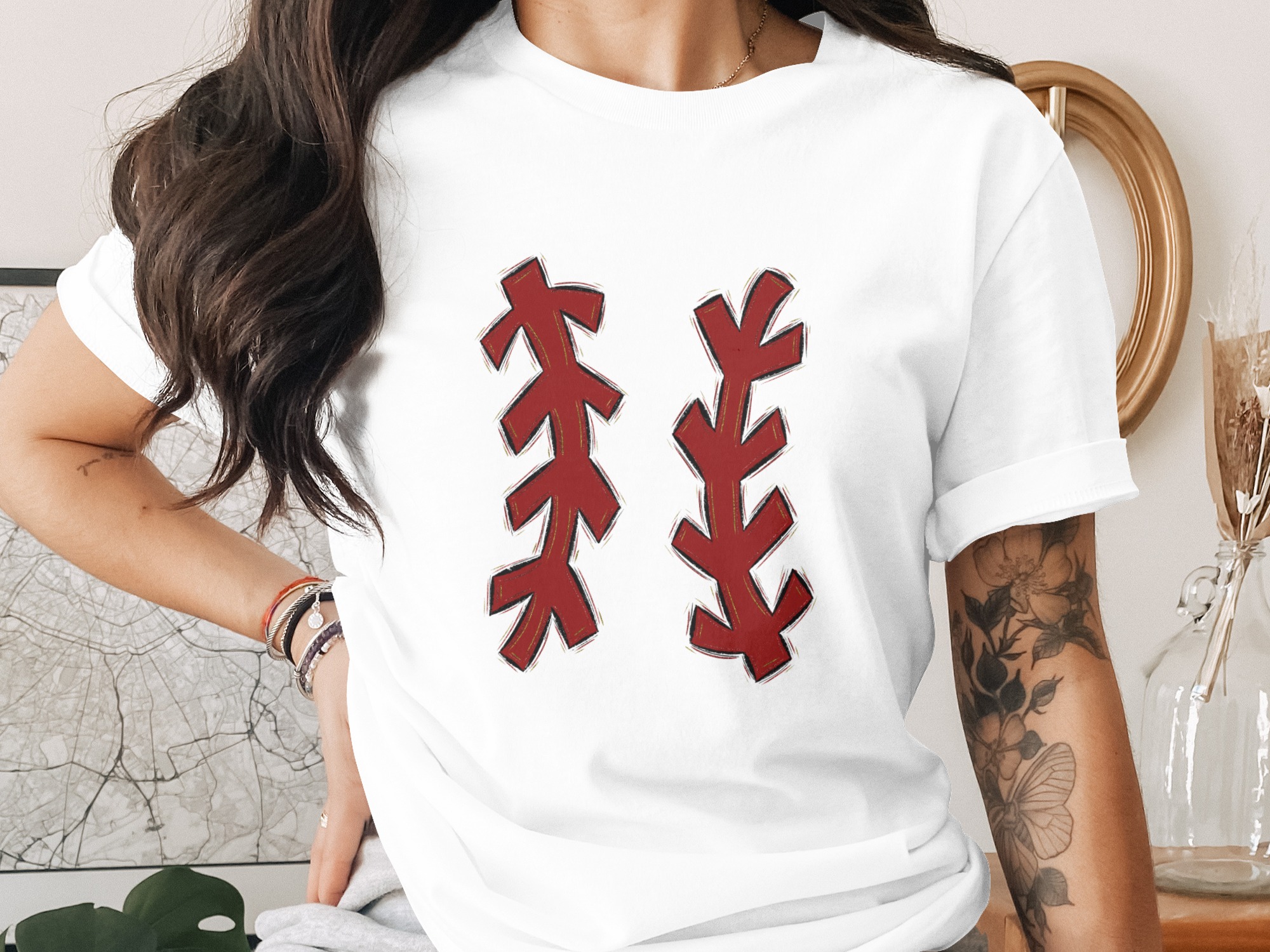 Abstract Red Shapes PNG, Modern Art Digital Download, Bohemian Tribal Design, Sketchy Branch Sublimation DTF Print, Unique Graphic
