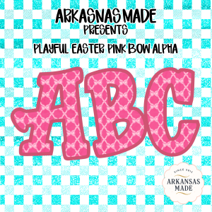 Playful Easter Pink Bow Alpha Letters, Digital Download, Full Sublimation Design, DTF PNGs, Instant Graphics, Custom Name Art