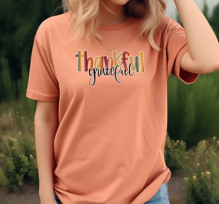 Thankful Grateful Digital Download, Fall Autumn Thanksgiving PNG, DTF Sublimation Design, Grateful Print File, Instant Download Graphic - Image 5