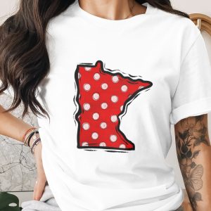 Minnesota Polka Dot PNG, Red White MN State Outline Map, Distressed Brush Stroke Digital Download, DTF Sublimation Design File, Craft