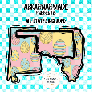 All 50 States Easter Digital Download, State Map Sublimation DTF Alpha PNGs, Spring Holiday Craft, Pastel Egg Designs, State Outline Art