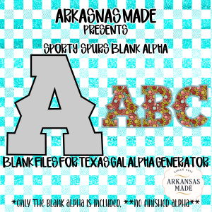 Digital Sporty Spurs Blank Alpha, Texas Gal Alpha Generator Files, Custom Outline Fill Layer, DIY Letters, Monogram Template, Instant