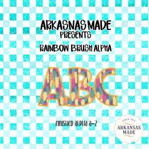 Rainbow Brush Alpha PNG Digital Download, Glitter Alphabet A-Z, Colorful Gingham Sublimation Design, Instant Download Clipart Set, Letters