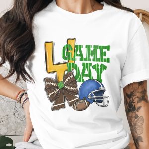 Game Day Football PNG Digital Download, Sublimation DTF File, Football Helmet Bow Design, Sports Fan Graphic, Touchdown Day Art
