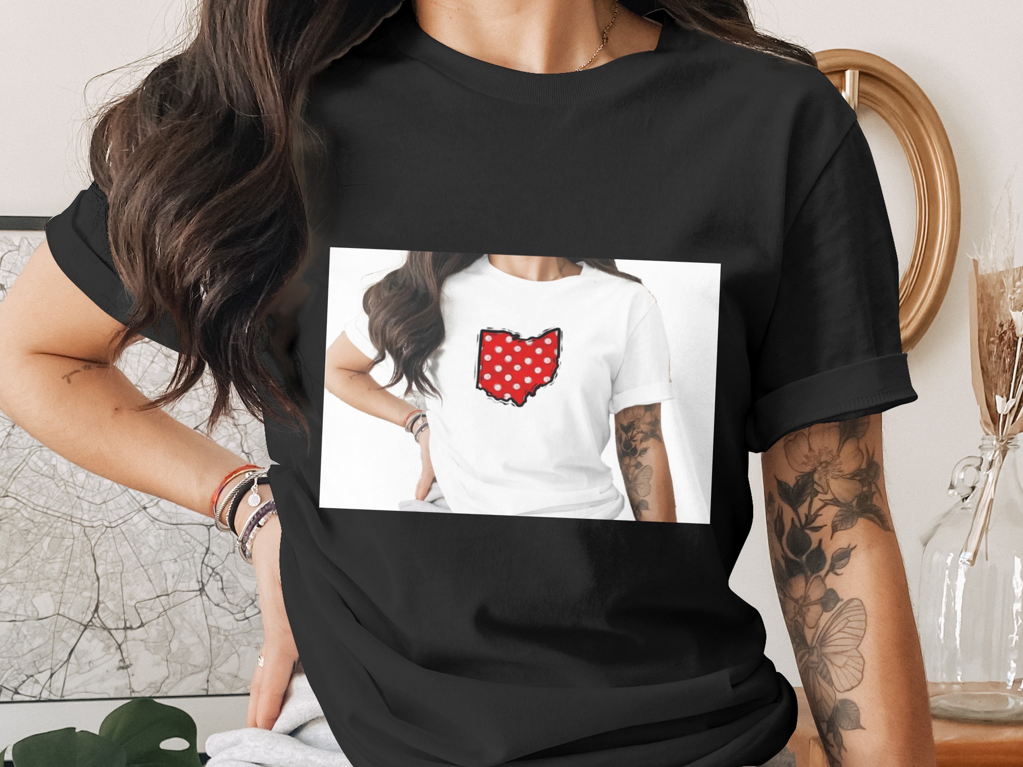 Ohio Polka Dot State Outline PNG, Distressed Red White Dot Ohio Map Sublimation DTF Digital Download, Ohio Fan Gift, Cricut - Image 2