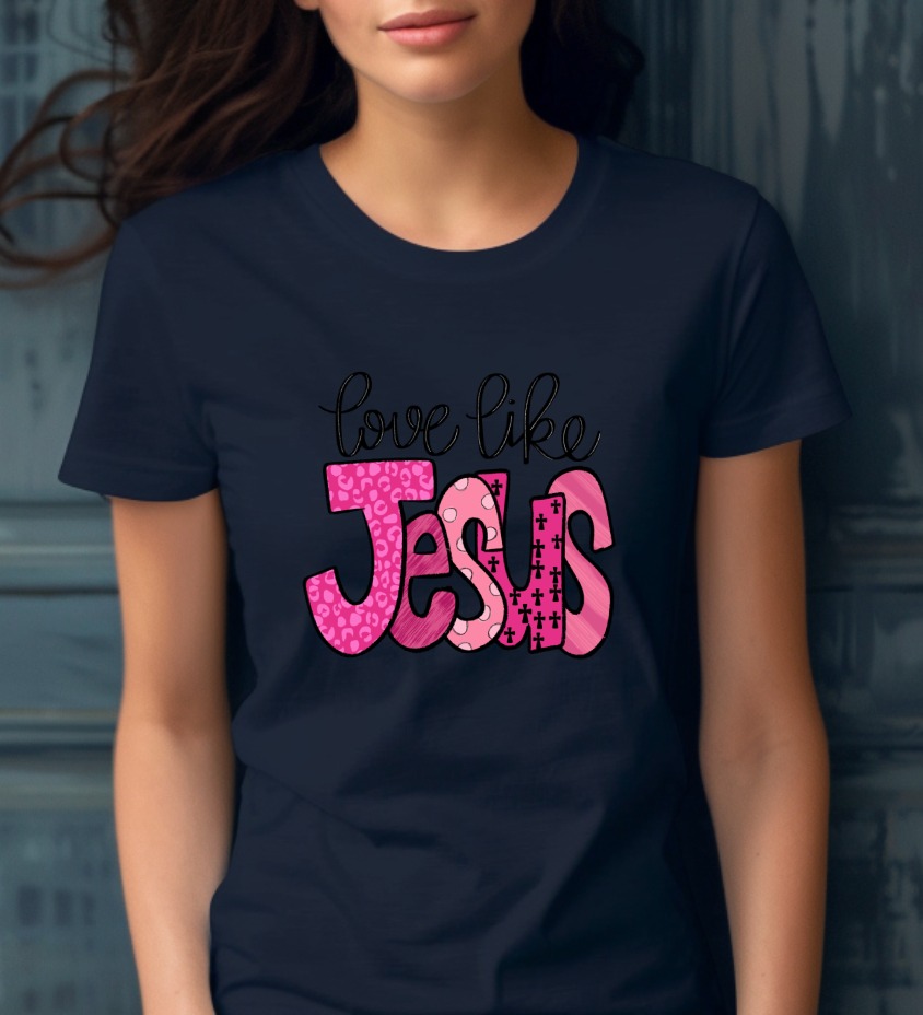 Love Like Jesus PNG, Christian Digital Download, Faith Sublimation Design, Religious DTF Print, Pink Leopard Cross Pattern, Bible Verse - Image 8