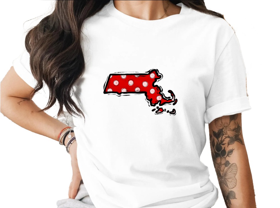 Massachusetts Polka Dot Map, MA State Outline Digital Download, Red White Dots DTF Sublimation PNG, Instant Graphic Design for Crafts - Image 12