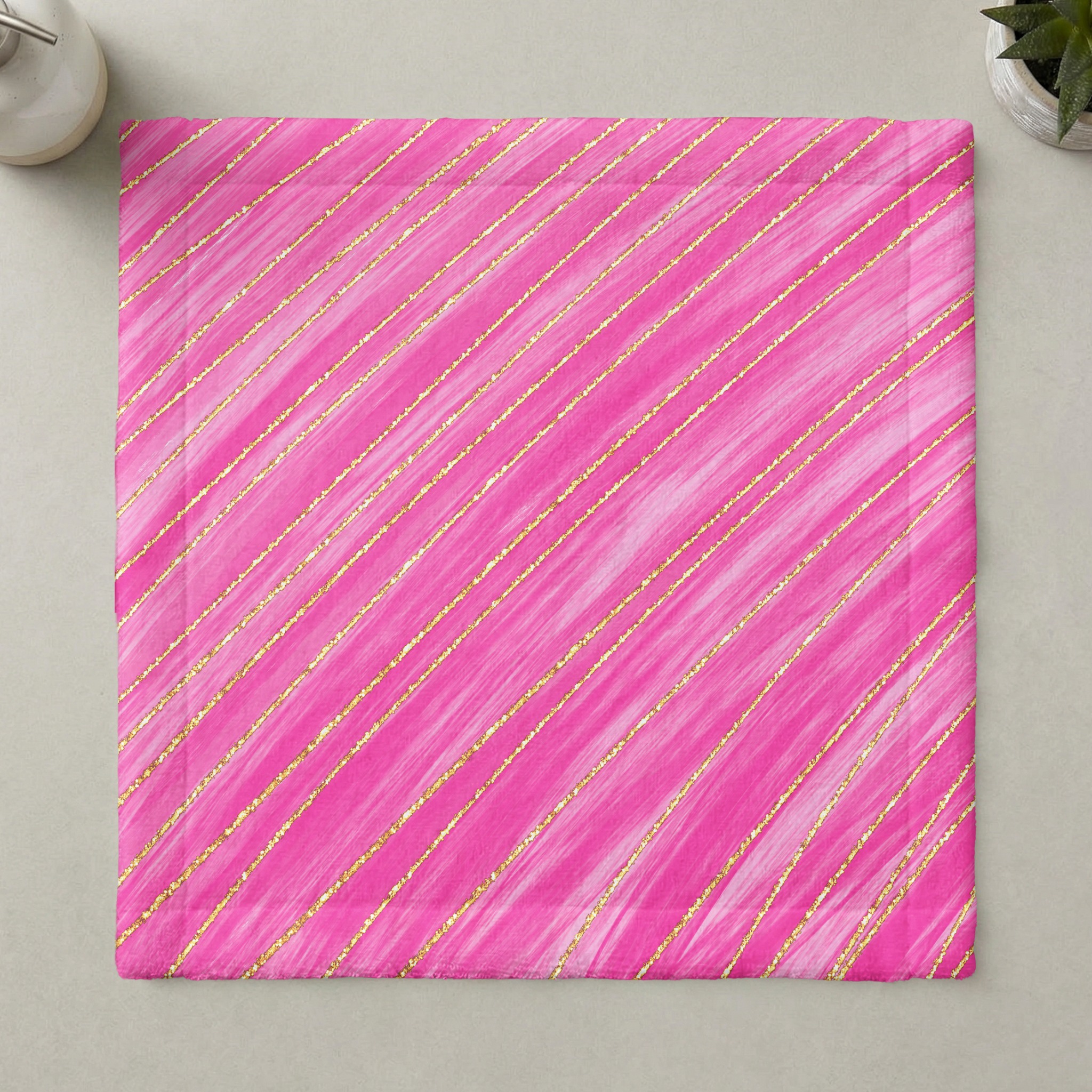 Hot Pink Gold Glitter Stripes Digital Paper, Shimmer Diagonal Lines PNG, Brush Stroke Background, Scrapbook Pattern, Journal Card, Planner - Image 3