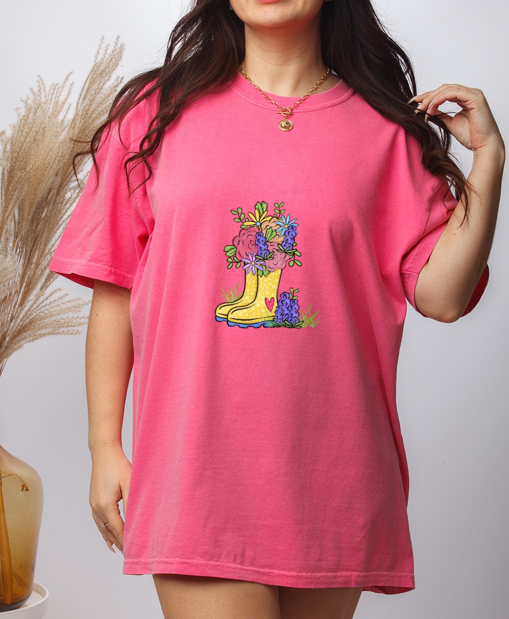 Whimsical Floral Rain Boots PNG, Spring Garden Bouquet Digital Download, Cute Gumboots DTF Sublimation Design, Flower Boots Art - Image 9
