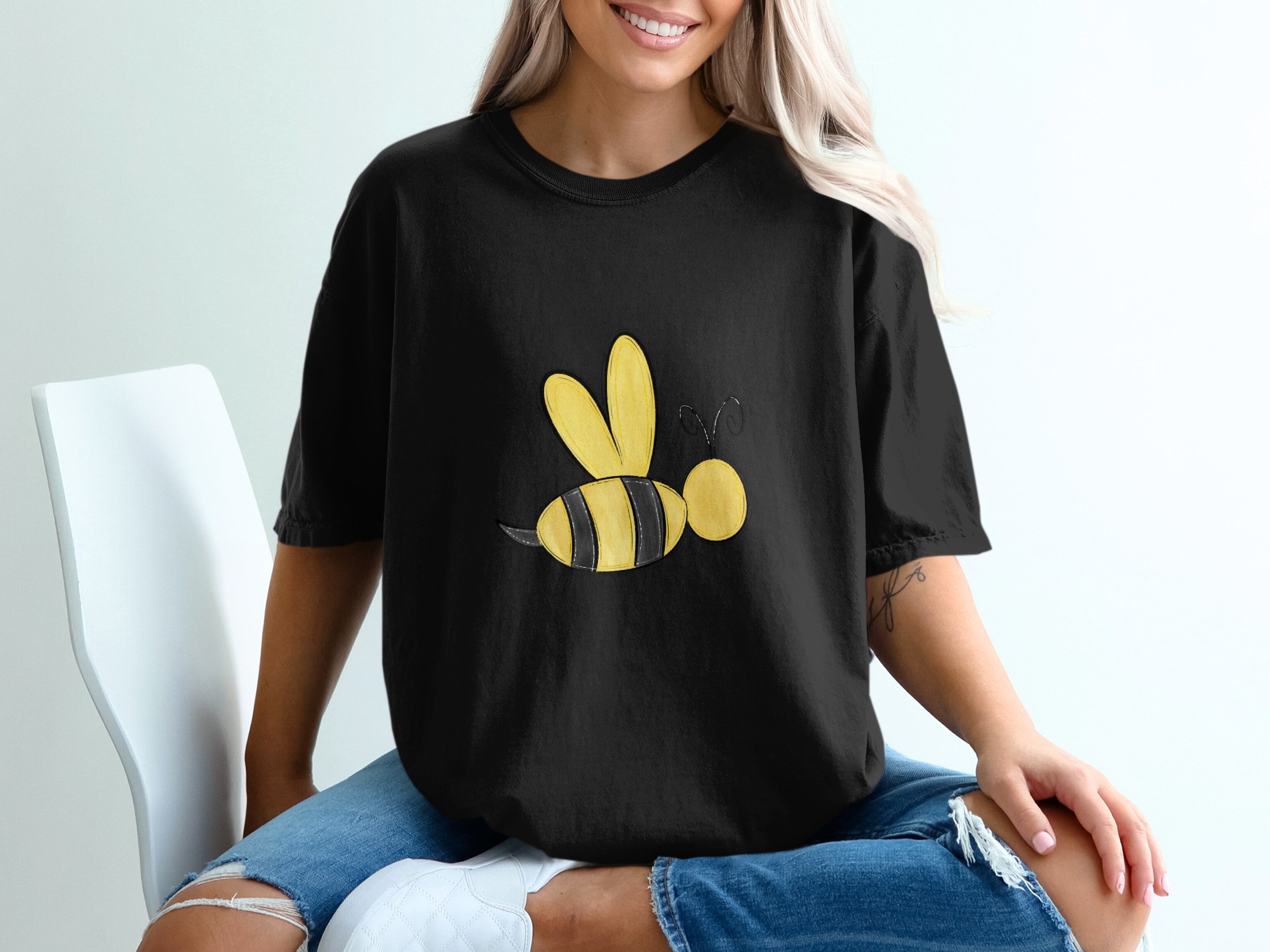 Cute Bumble Bee T-Shirt, Adorable Honeybee Graphic Tee, Whimsical Insect Lover Gift, Unique Hand Drawn Animal Apparel, Sweet Nature Design - Image 2