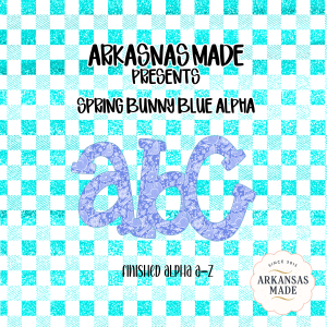 Spring Bunny Blue Alpha PNG, Easter Alphabet Letters, Digital Download, Gingham Glitter PNG, Whole Alphabet Set, Instant Digital Download