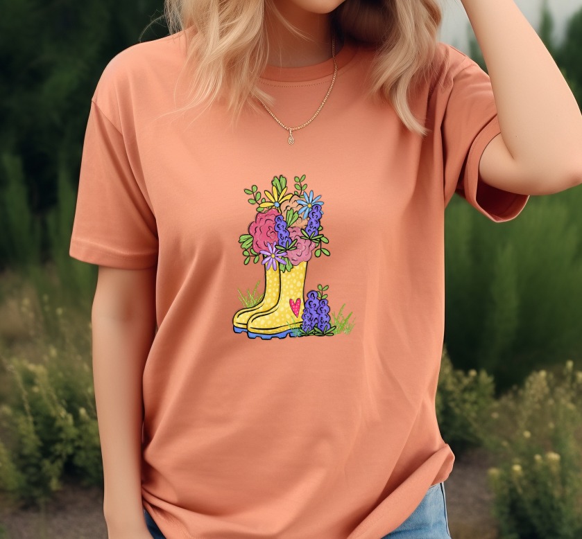 Whimsical Floral Rain Boots PNG, Spring Garden Bouquet Digital Download, Cute Gumboots DTF Sublimation Design, Flower Boots Art - Image 5
