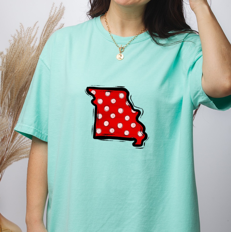 Missouri Polka Dot State Outline PNG, Distressed Red White Map, Digital Download DTF Sublimation, Instant Graphic File, State Pride Print - Image 4