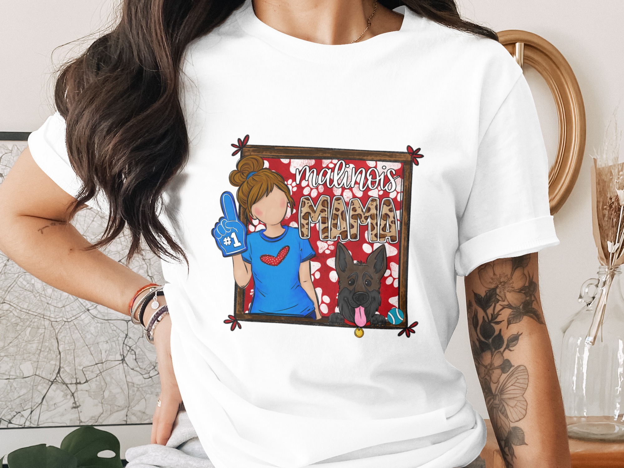 Malinois Mama T Shirt, Dog Lover T Shirt, Belgian Malinois Tee, Dog Mom Gift, Malinois Dog Shirt, Women's T Shirt, Gifts for Dog Owners