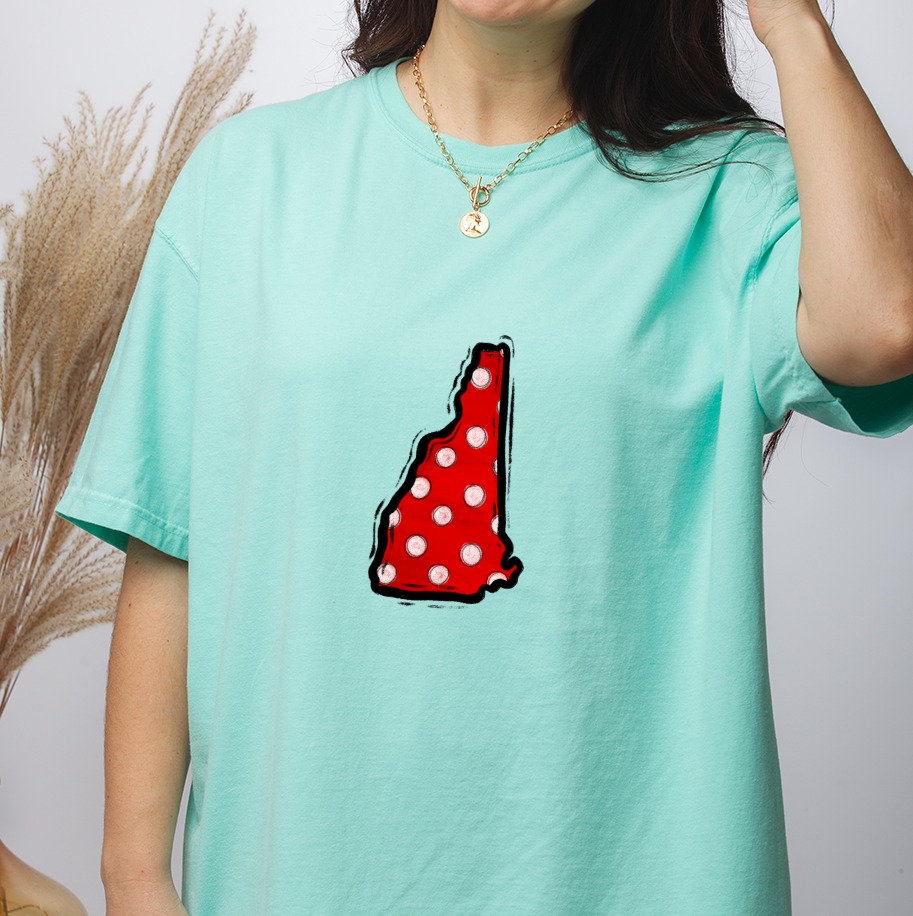 New Hampshire Polka Dot PNG, Red Polka Dot State Outline Digital Download, NH DTF Sublimation Graphic, Crafting Print File Instant Download - Image 4