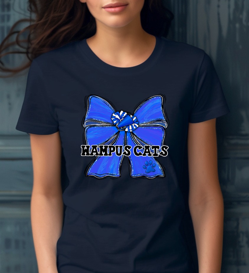 Wampus Cats Cheer Bow PNG, Blue Spirit Design, Megaphone Paw Print, School Team Mascot Digital Download, DTF Sublimation File - Image 8