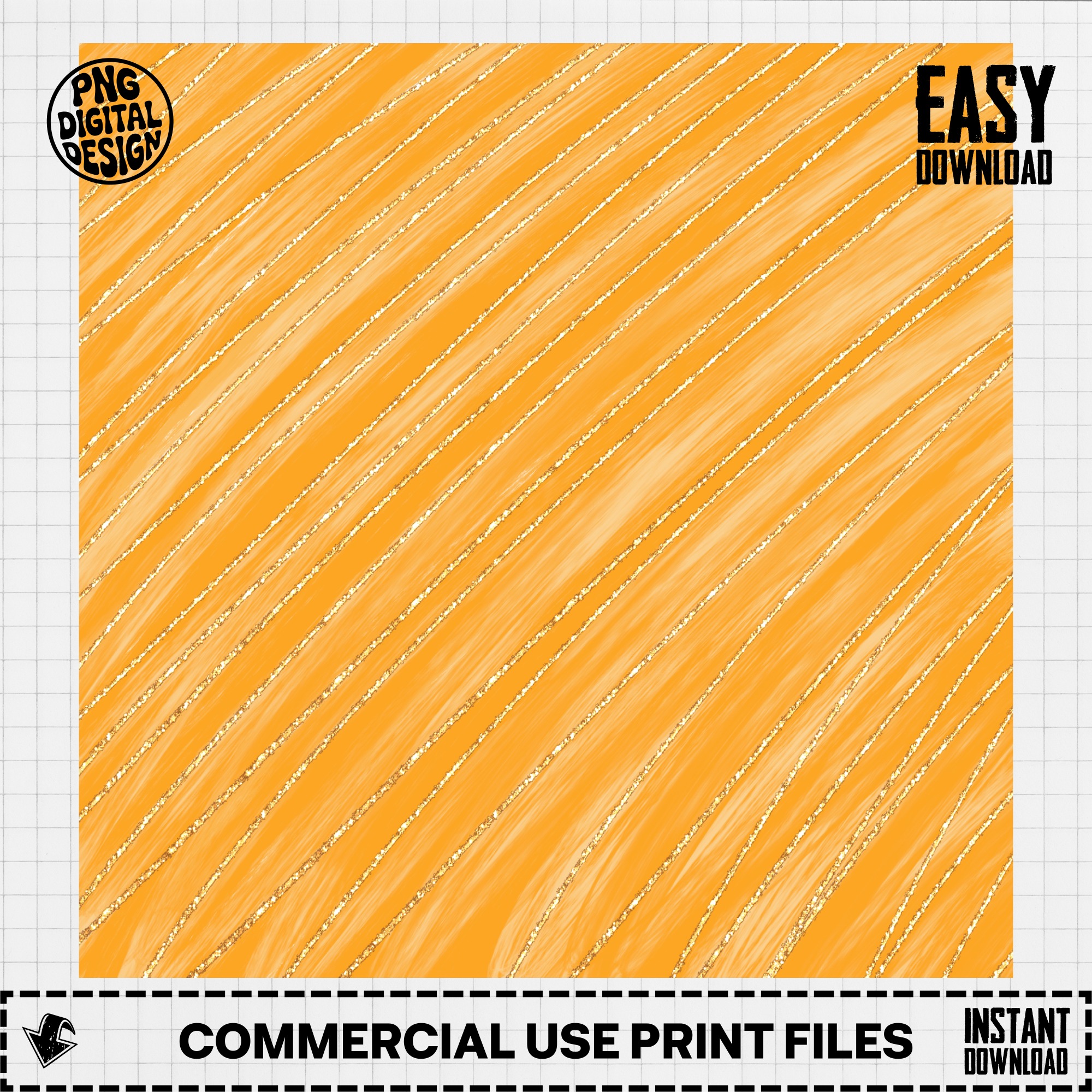 Gold Glitter Diagonal Stripes Digital Paper, Orange Textured Background PNG, Shimmer Scrapbook Page, Glam Printable Download - Image 2