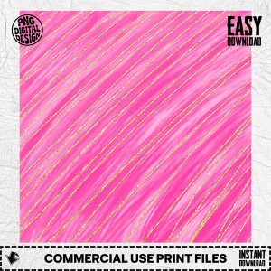 Hot Pink Gold Glitter Stripes Digital Paper, Shimmer Diagonal Lines PNG, Brush Stroke Background, Scrapbook Pattern, Journal Card, Planner