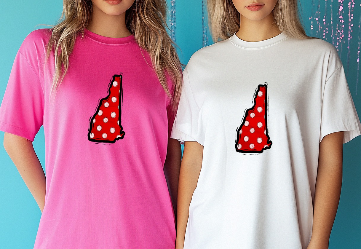 New Hampshire Polka Dot PNG, Red Polka Dot State Outline Digital Download, NH DTF Sublimation Graphic, Crafting Print File Instant Download - Image 6