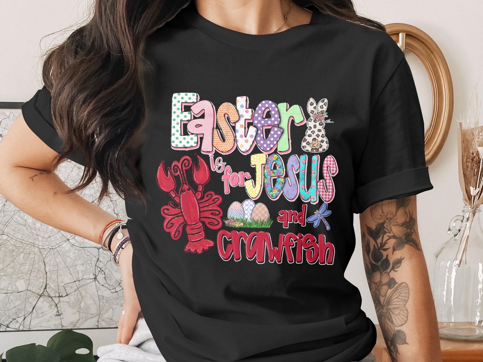 Easter is for Jesus and Crawfish Digital Download, Funny Christian Sublimation PNG, Leopard Bunny DTF, Holiday Eggs, Crayfish Design - Image 2