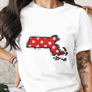 Massachusetts Polka Dot Map, MA State Outline Digital Download, Red White Dots DTF Sublimation PNG, Instant Graphic Design for Crafts