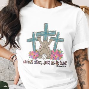 He Has Risen Matthew 28:6 PNG, Easter Bunny Cross Sublimation Design, Christian Religious DTF File, Resurrection Digital Download Art, Faith