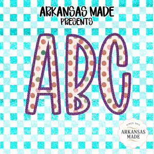 Vibrant ABC Polka Dot Alphabet, Full A-Z Alpha Digital Download, Glitter Gingham Sublimation DTF PNGs, Playful Letters, Instant File