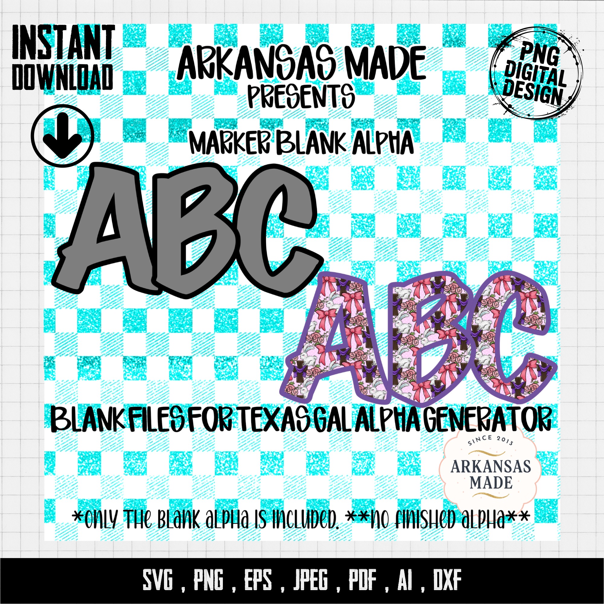 Marker Blank Alpha PNG, Digital Download Sublimation DTF, Texas Gal Alpha Generator Files, Customizable DIY Template - Image 3