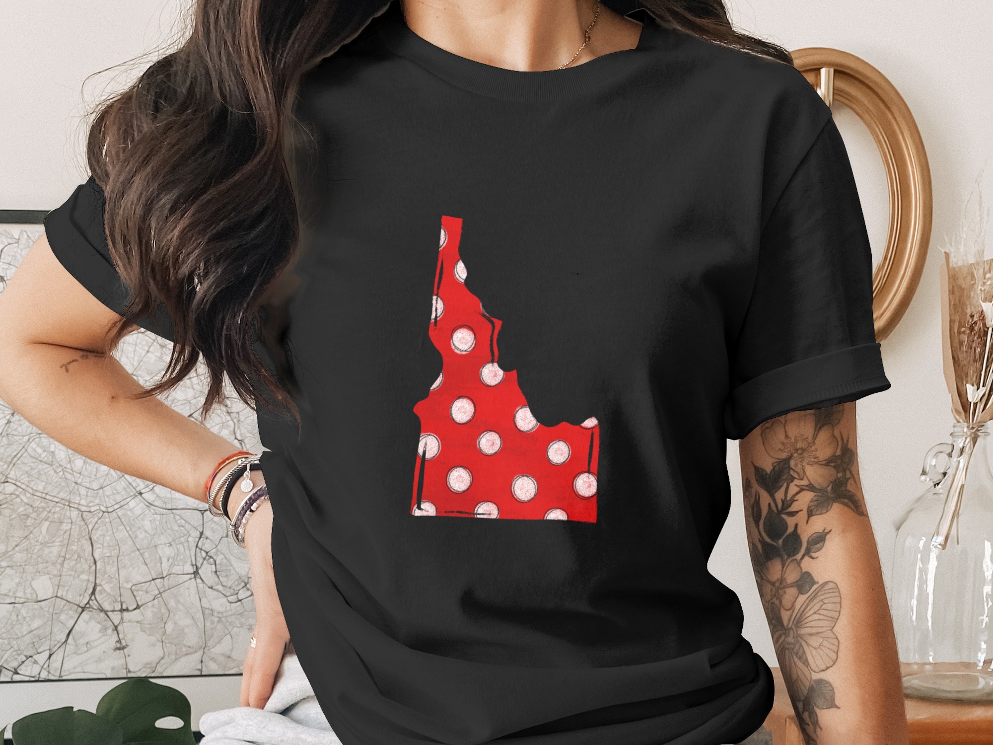 Idaho State Polka Dot Map Digital Download, Red White Grunge Sublimation Design, DTF Ready PNG, USA Home State Art, Travel Gift Idea - Image 2