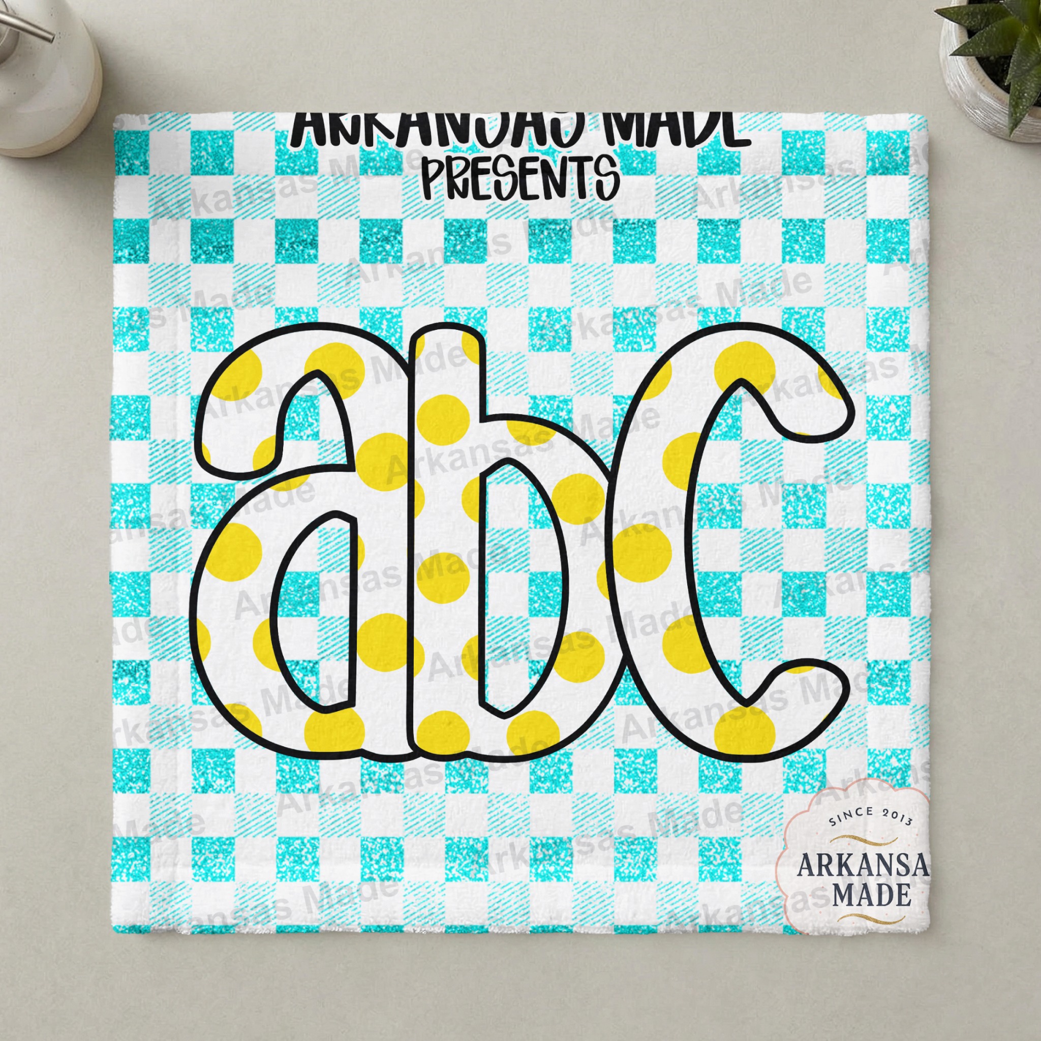 Polka Dot ABC Digital Alpha Set | Teal Gingham Glitter Alphabet PNG for Nursery Decor, Classroom, Sublimation, Cute Kids Letters - Image 3