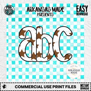 Brown Star Alphabet Digital Download Alpha Set | Western Cowgirl Letters PNG Sublimation Font for Crafts, Custom Designs & DIY