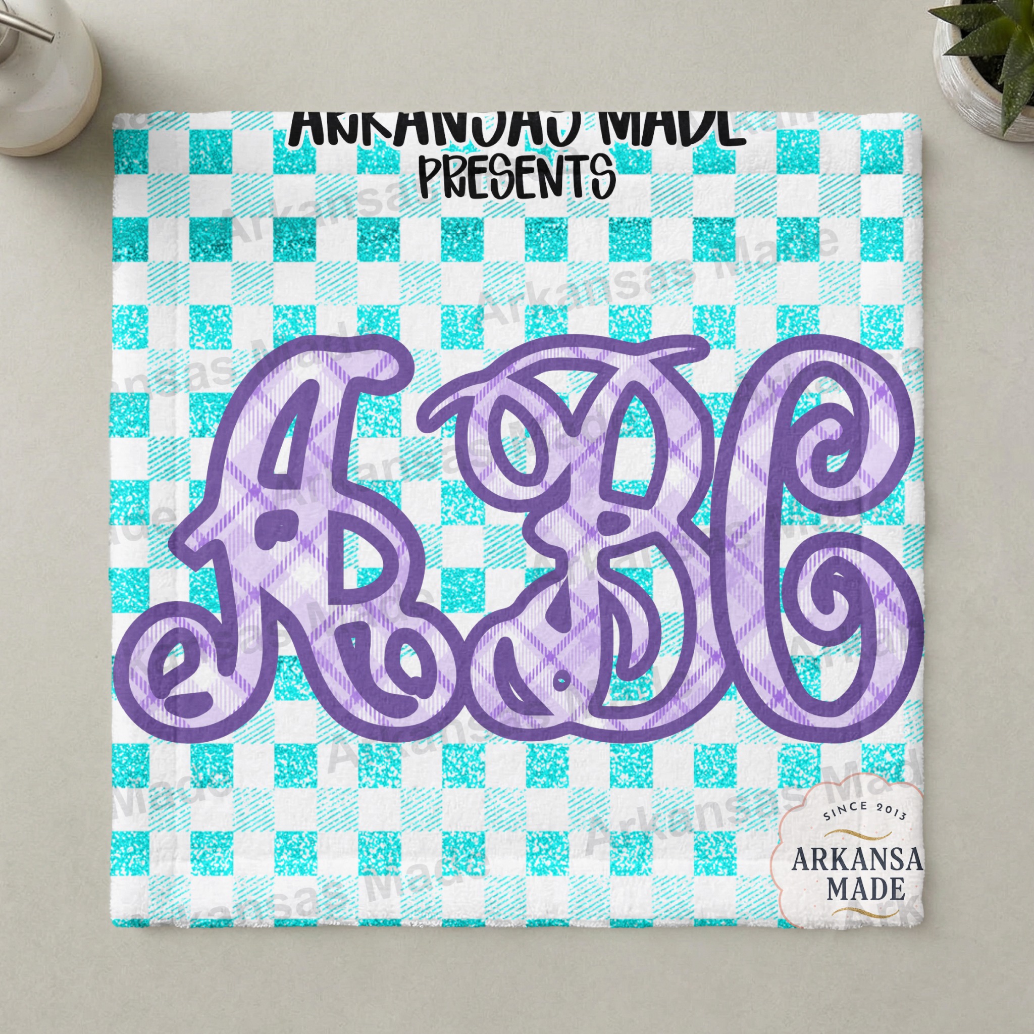 Plaid Monogram ABC Digital Download Alpha Set, Teal Glitter Letters PNG, Preppy Buffalo Check Sublimation Design - Image 3