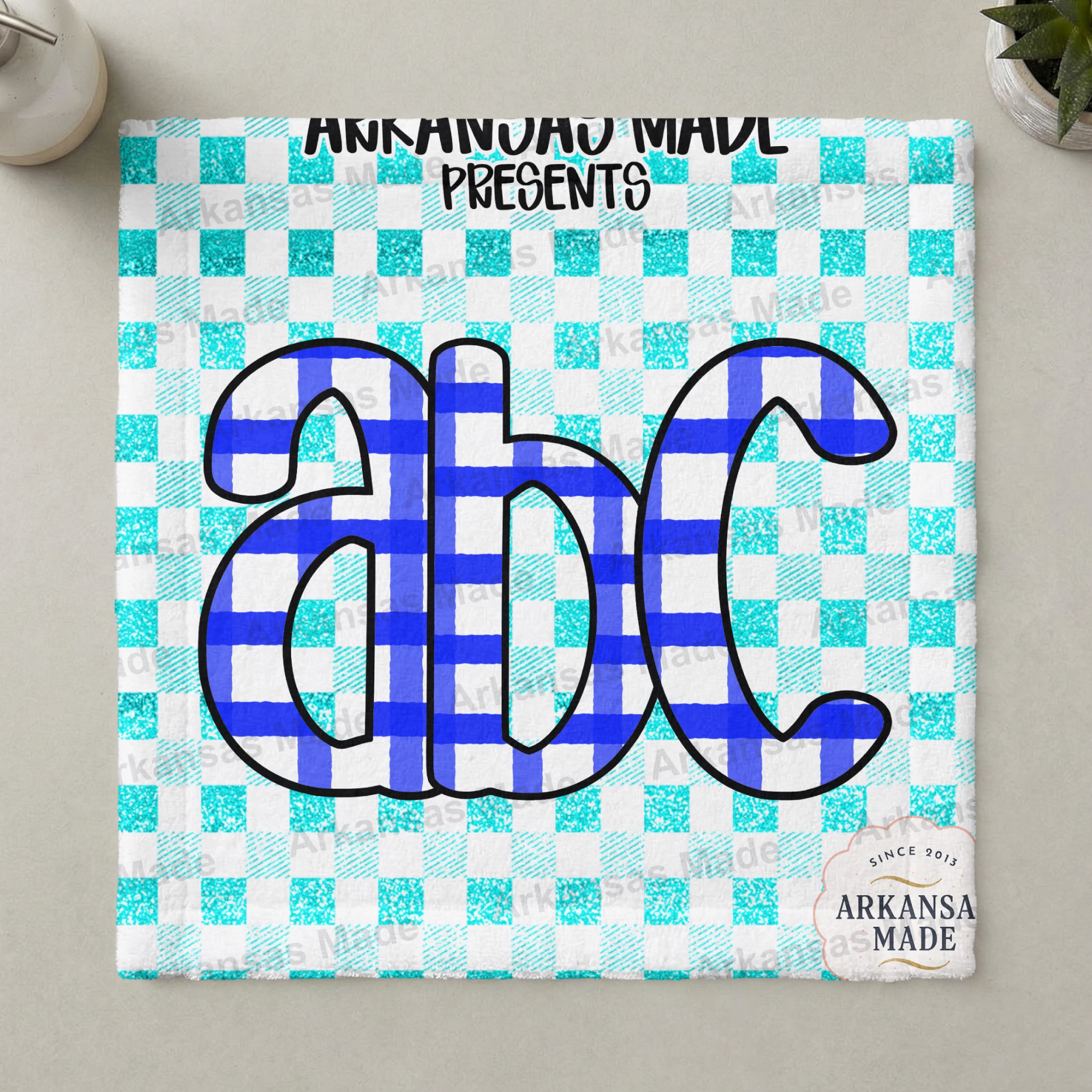 Blue Gingham Alphabet PNG Letters Digital Download Alpha Set, Plaid Checkered Font SVG, Teacher Back to School Craft Design - Image 3