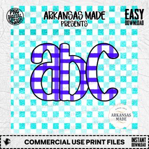 Purple Plaid Alphabet Digital Download Alpha Set, Teal Glitter PNG Letters, Buffalo Check Font, Sublimation Design, Craft Supply