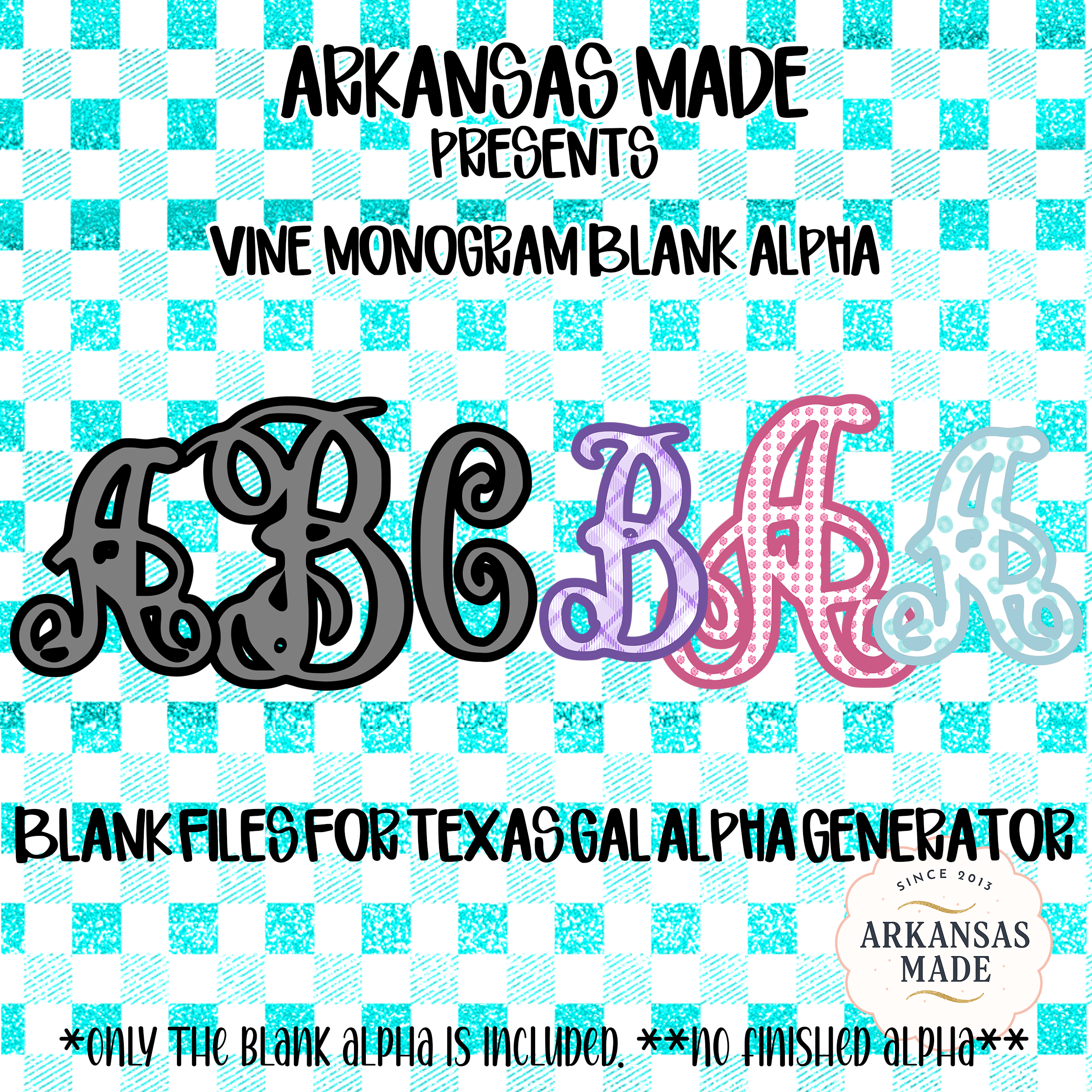 Vine Monogram Blank Alpha PNG for Texas Gal Alpha Generator, Digital Download, Sublimation DTF Ready, Custom Design Files, Instant Download - Image 6