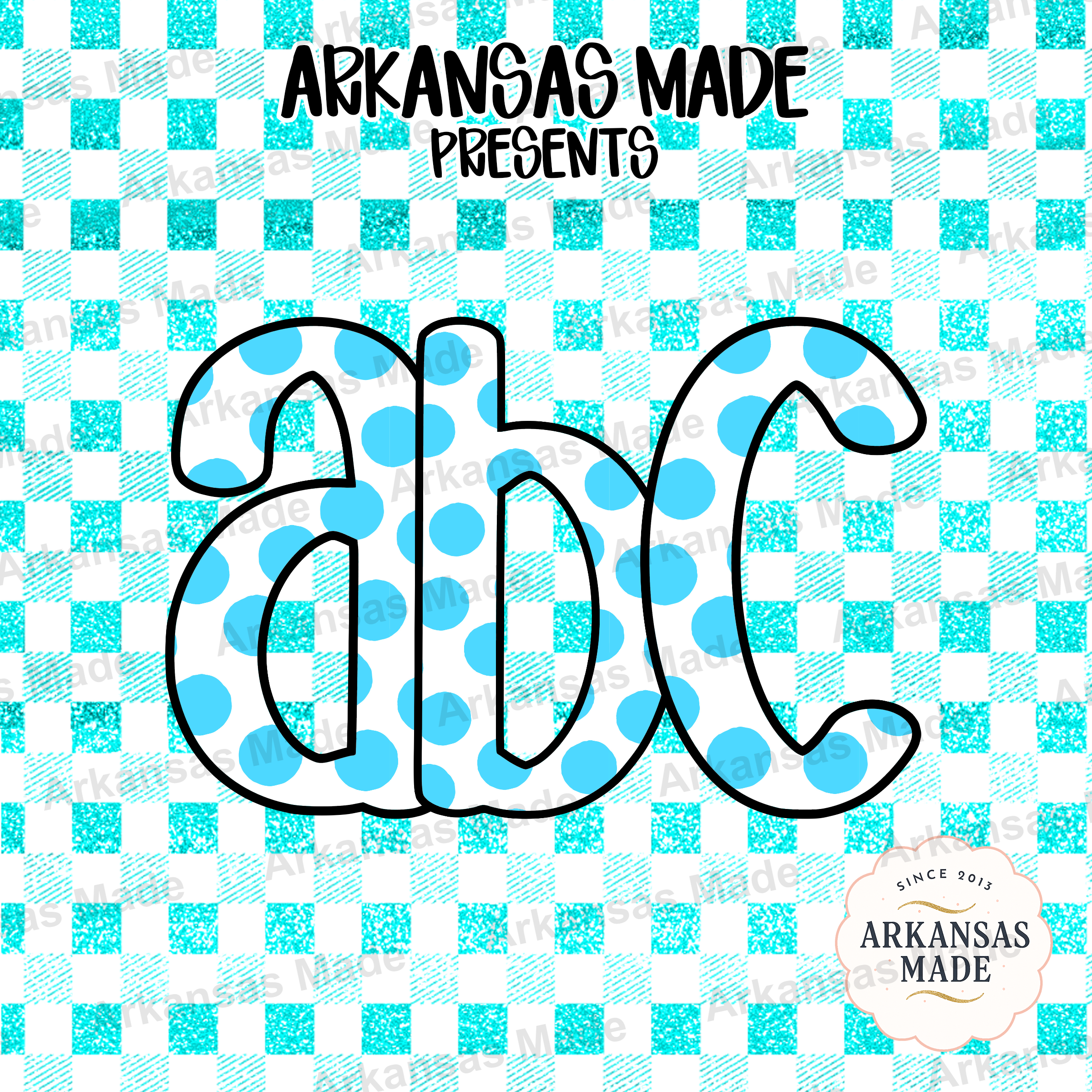 Blue Polka Dot ABC Letters Digital Download Alpha Set | Gingham Alphabet PNG for Crafters, Teachers, Nursery Decor, Sublimation - Image 4
