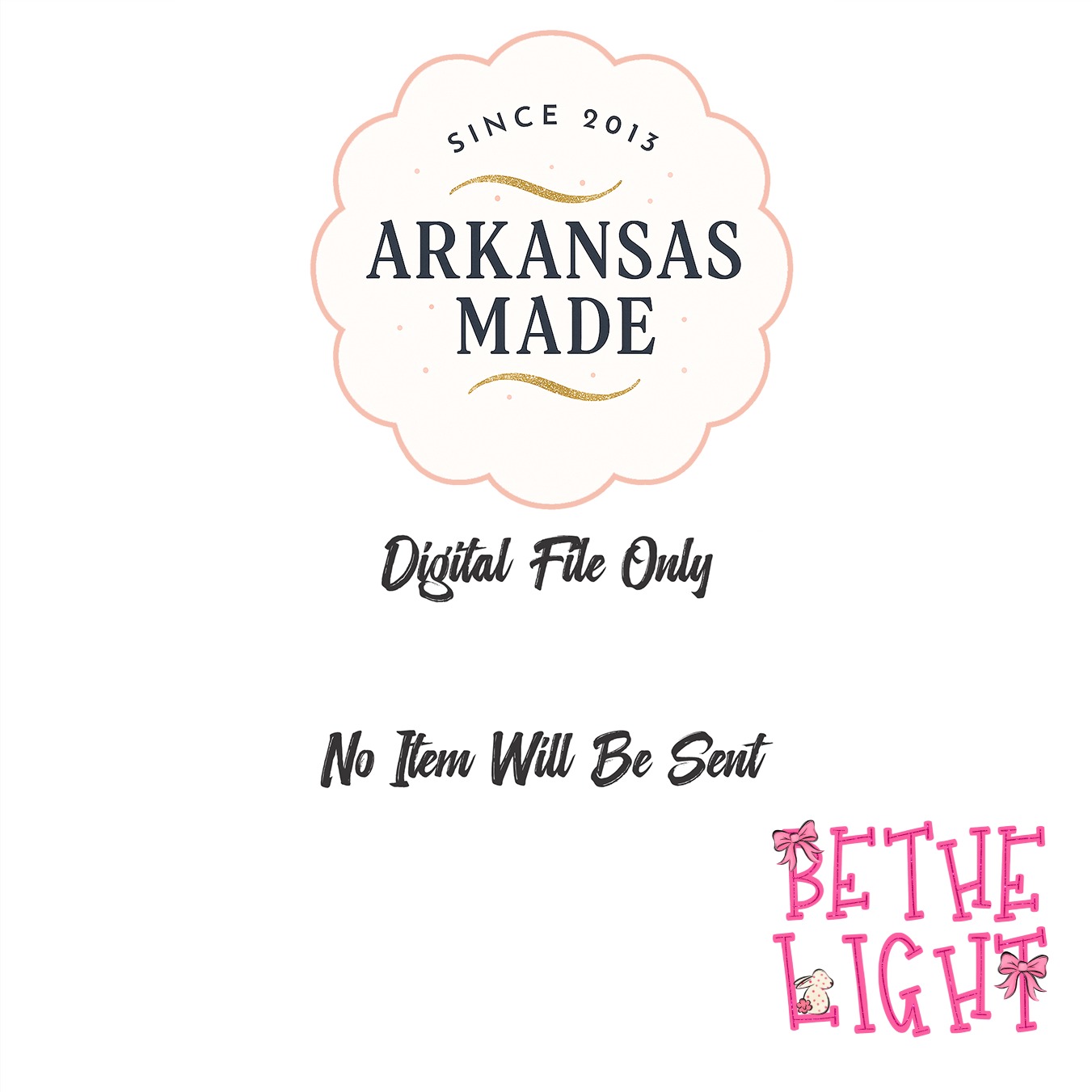 Be The Light PNG, Inspirational Quote Design, Pink Glitter Letters, Cute Bunny Bow, Digital Download Sublimation DTF PNG, Motivational - Image 3