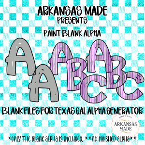 Paint Blank Alpha PNG, Digital Download, Paintable Letters, Custom Alphabet, DIY Craft Files, Texas Gal Alpha Generator, Layered Font