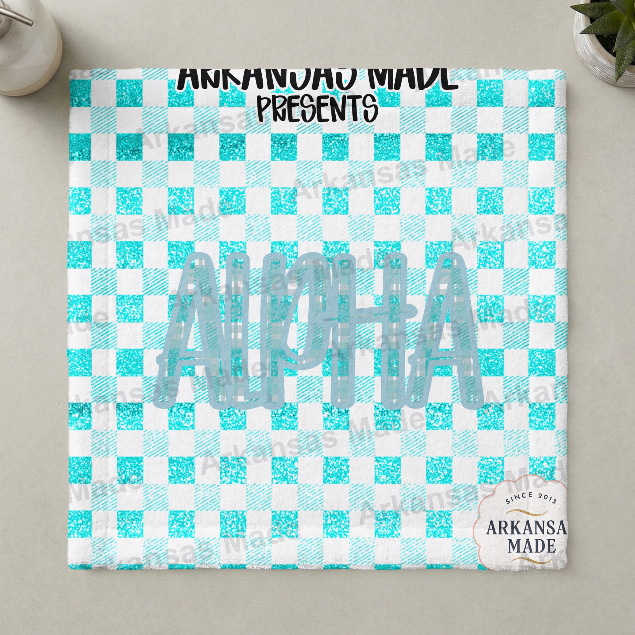Turquoise Glitter Gingham Alpha Digital Download Set | Sparkle Checkerboard Letters PNG | Sublimation Font Craft Bundle - Image 3